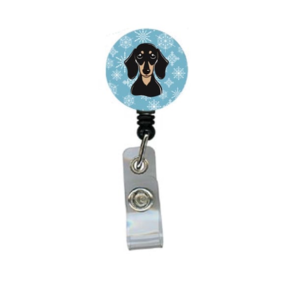 Teachers Aid Snowflake Smooth Black And Tan Dachshund Retractable Badge Reel TE55695 - main